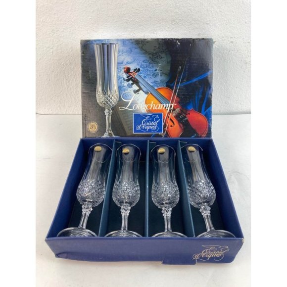 *Lonchamp Cristal d' Arques France Champagne Wine Glass Set of 8 - Picture 1 of 5